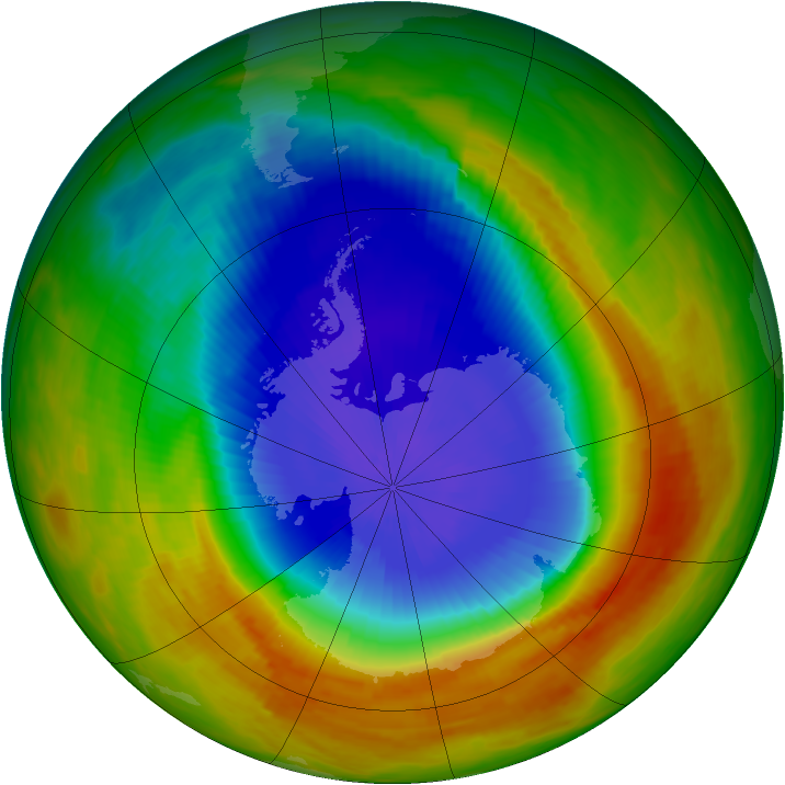 Antarctic ozone map for 24 October 1991